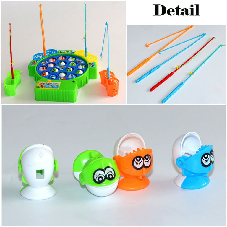 Fishing Game Pool Toys with Music- Fishing Toy for Toddlers Bath-tub Outdoor  Indoor Carnival Party Water Table, Poles Nets Fishes for Kids Age 3 4 5 6 Years  Old Gift Summer 