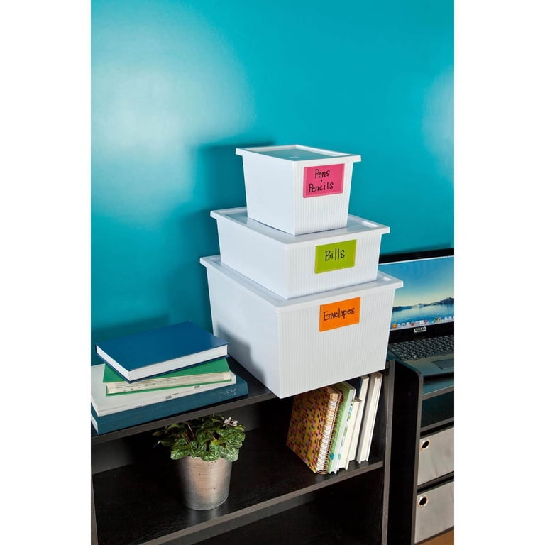 Sterilite 5.4 Quart Plastic ID Box with Write-On Labels, White