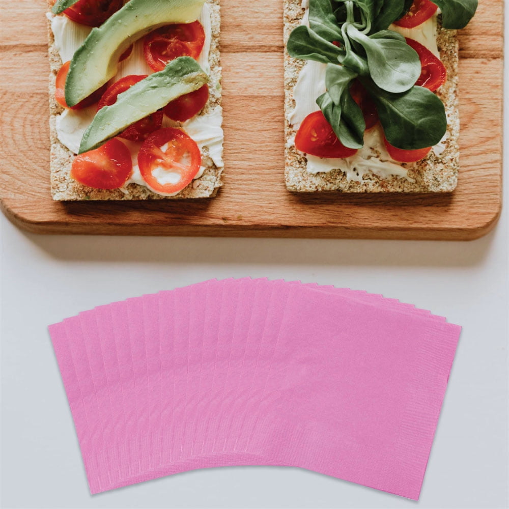 JAM Paper Bulk Small Beverage Napkins, 5x5, 480/Box, Fuchsia Pink