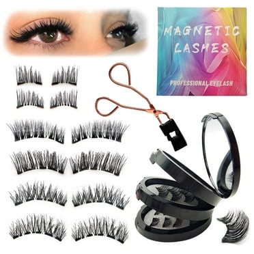 3 Styles Magnetic Eyelashes with Applicator 3D Natural Look False Lashes without Eyeliner,No Glue Needed Magnetic Lashes Strip,Reusable Magnetic Eyelashes,Gift for Women(12pcs-3pairs)