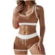 thumbnail image 2 of Traje de baño de dos piezas con abertura en la parte inferior para mujer, de color sólido, de poliéster, 2 of 7
