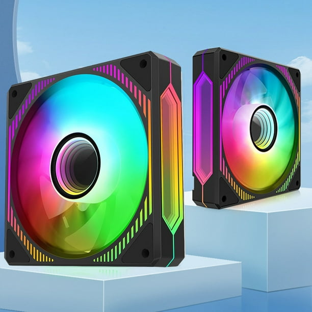 Ventilador de caja de PC Ventilador de PC de 120 mm, 24 LED, regulación de velocidad automática luminosa de 9 aspas para computadora de escritorio Barbie Nuevos Originales