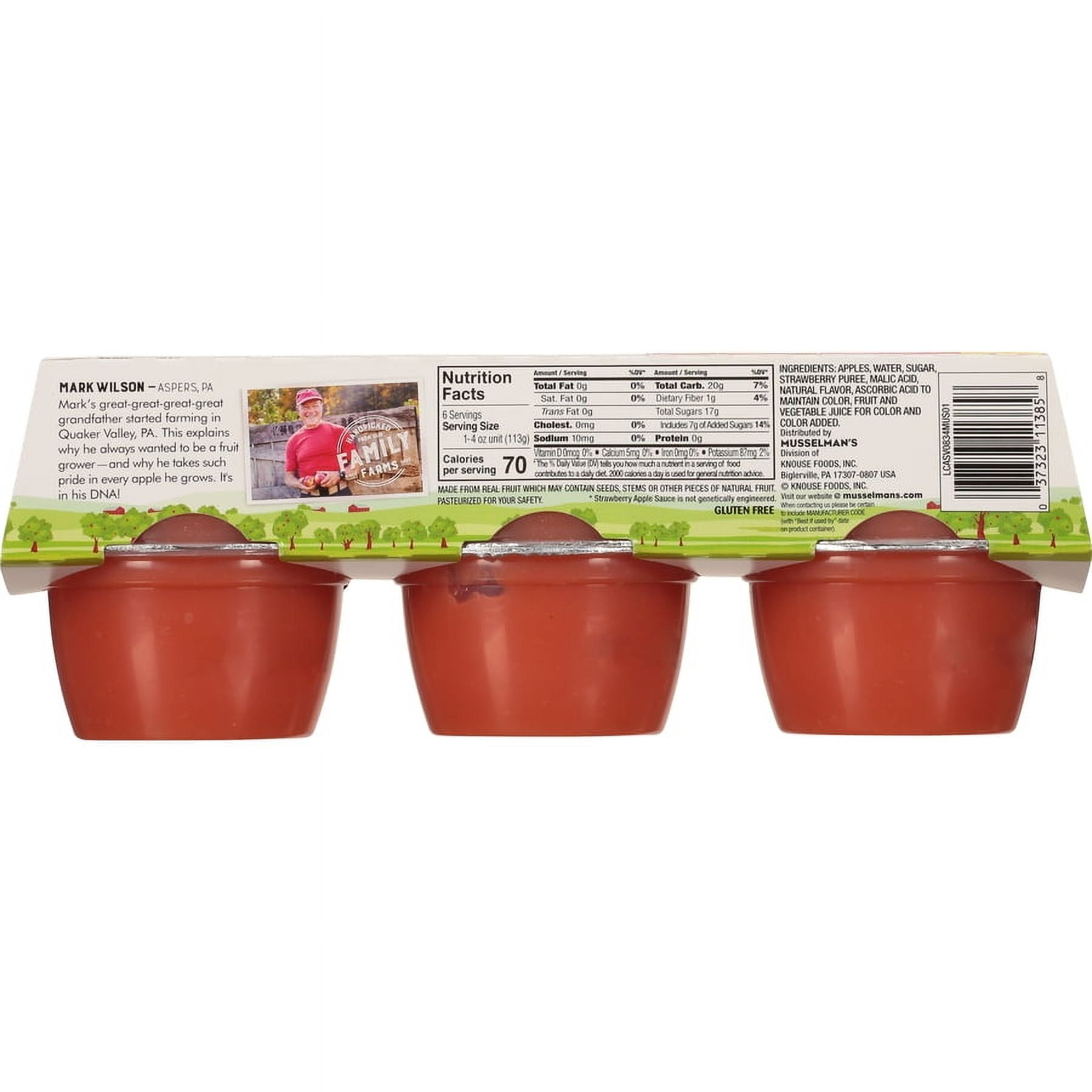 (4 pack) Musselman's Strawberry Applesauce 4oz, 6 count
