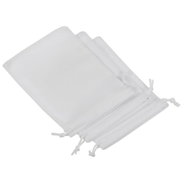 Unique Bargains 14x10cm Microfiber Pouch, 3Pcs Soft Storage Drawstring Gift Bag, White