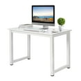 thumbnail image 3 of 110cm Computer Desk with White Pipe Frame, P2 Particleboard Desktop, Steel Feet - Home Office Study Desk as picture, 3 of 9