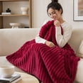 thumbnail image 7 of Plush Faux Rabbit Fur Throw Blanket – 60" × 80" Thick & Warm, Ultra Soft Fluffy Blanket for Couch, Bed, Sofa, Ideal Gift for Women (Burgundy), 7 of 7