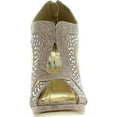 thumbnail image 3 of BONNIBEL LEAH-2 Womens Peep Toe Glitter Mesh Back Zip Dress Sandals, Champagne, 6, 3 of 4