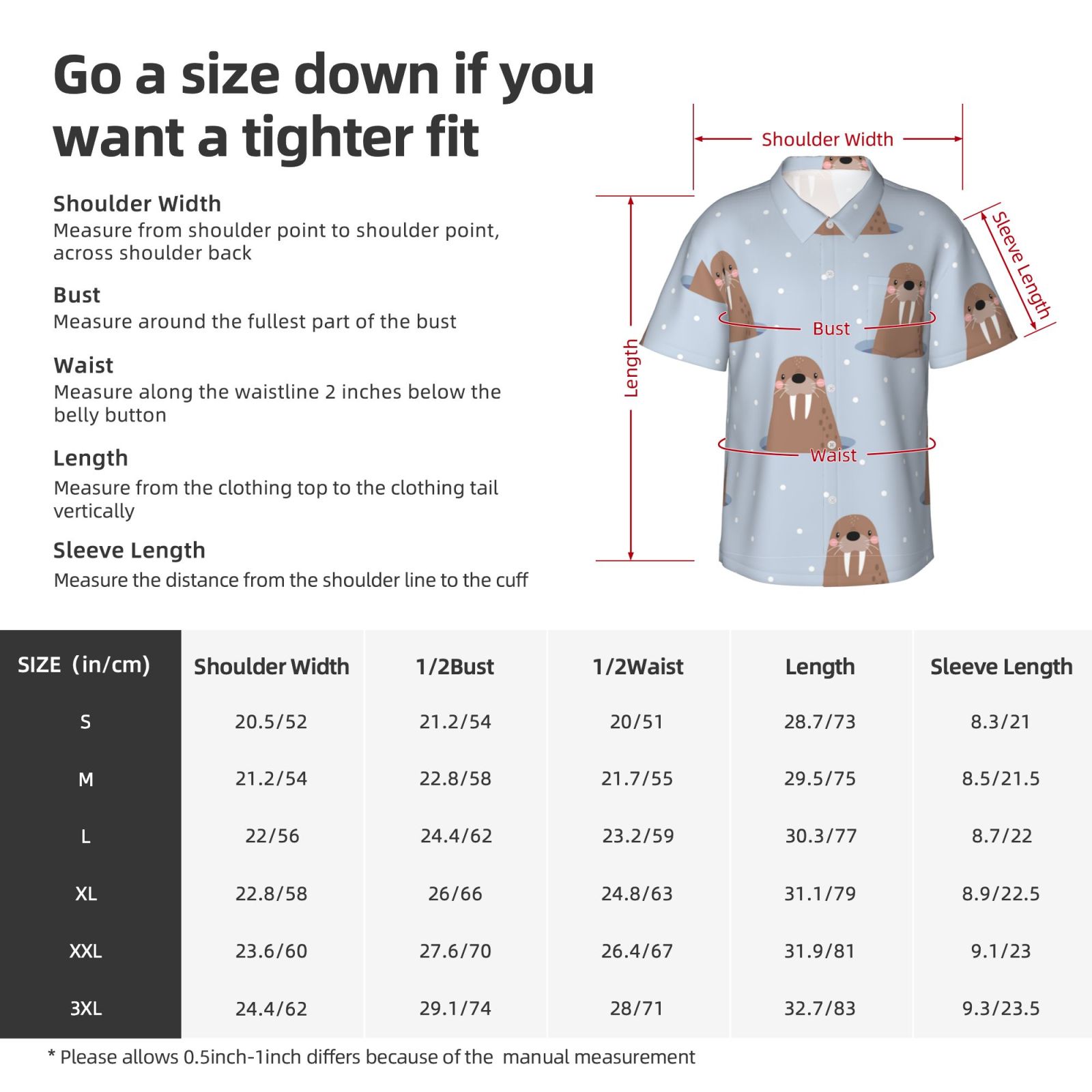 Logiee Playful Walrus Wonders Print Mens Hawaiian Shirts,Loose-Fit Short Sleeve Button Down Tropical Aloha Beach Shirt,Summer Vacation Wedding Tops,3X-Large