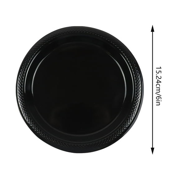 Heavy Duty Black Plastic Plates, 6 Inch Round Disposable Plates for Parties, Catering, Events, and Everyday Use