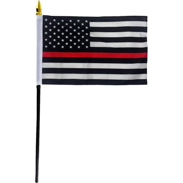American Flag Red Line 4 x 6 Stick Flag