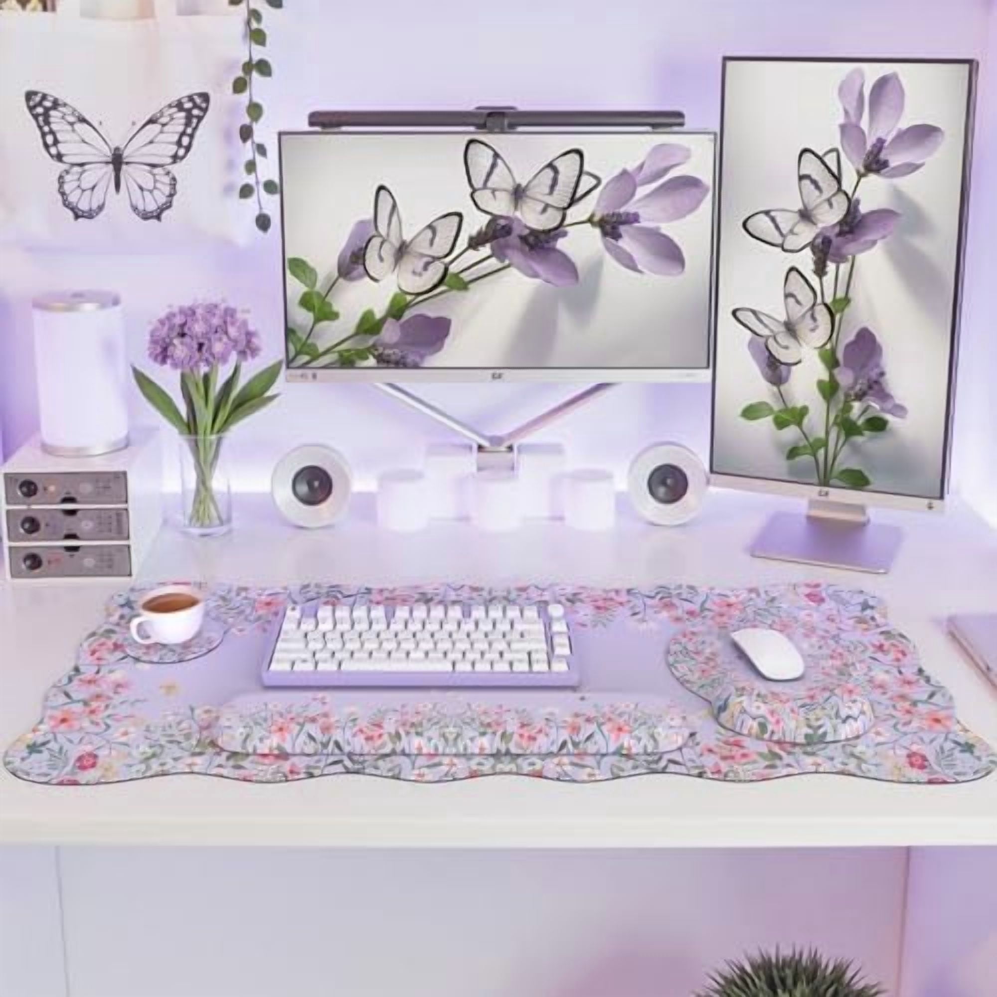 Bxgolkgd Desk Mat Set,Mouse Pad With Keyboard Wrist Rest & Mouse Wrist Rest,Wave...