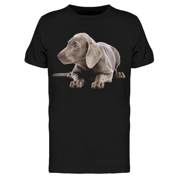 Cute Weimaraner Pup Sitting T-Shirt Men -Image by Shutterstock, Male Large