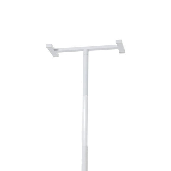 KFFKFF Tension-Supported Transfer Rod, Bathroom Support Bar with Non-Slip Curved Grip, 300 Lbs Weight Limit Safety Rod for Seniors, Suitable for 7-10 Ft Ceiling Heights, White