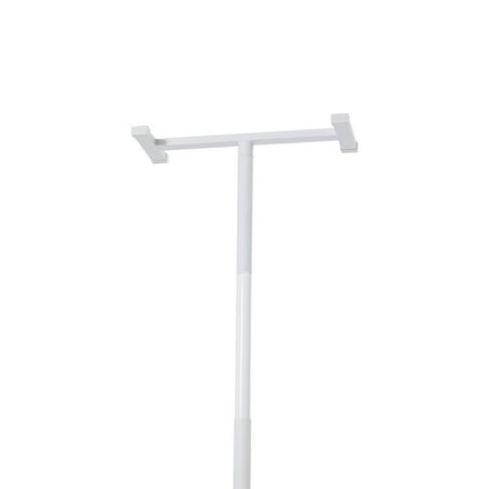 KFFKFF Tension-Supported Transfer Rod, Bathroom Support Bar with Non-Slip Curved Grip, 300 Lbs Weight Limit Safety Rod for Seniors, Suitable for 7-10 Ft Ceiling Heights, White