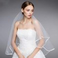 thumbnail image 4 of Short Wedding Veil 2 Layers With Comb Bridal Veil Embroidered Ribbon Vintage Cathedral Wedding Bridal Veil Ideal For Ornamental Wear Wedding Parties Banqu, 4 of 5