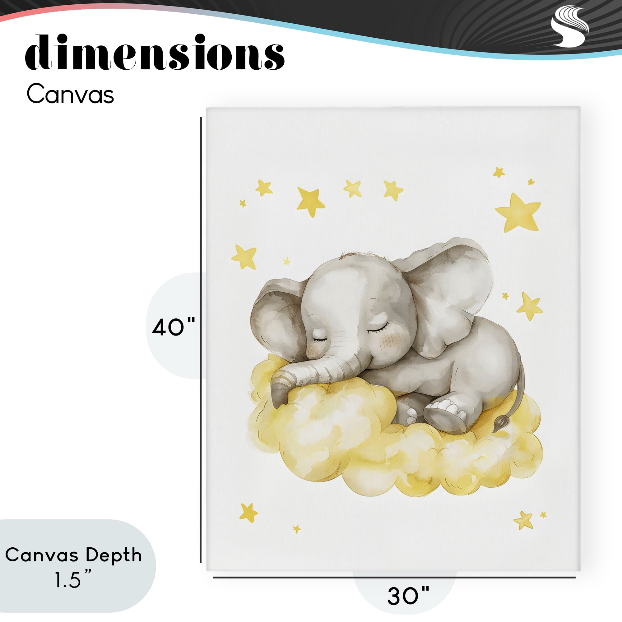 Stupell Industries Sleeping Elephant on Yellow Cloud Canvas Wall Art, design by LSR Design Studio