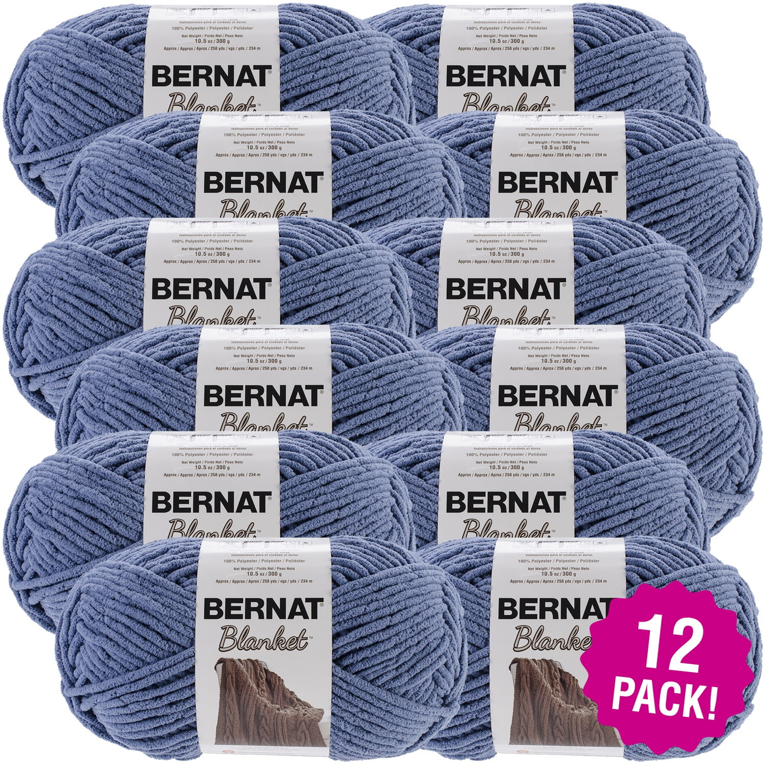 Bernat Blanket Big Ball Yarn Country Blue, Multipack of 12 Walmart