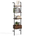 thumbnail image 1 of Gymax 5-Tier Bookshelf w/ Drawer 70'' Wall Mount Ladder Bookcase w/ Metal Frame, 1 of 10