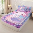 thumbnail image 2 of Homewish Cartoon Axolotl Zipper Twin Comforter Sets with Fitted Sheet and 2 Pillowcases For Kids Girls,Dreamy Underwater World Zipper Bedding Set,Pink Reversible,4-Piece, 2 of 7