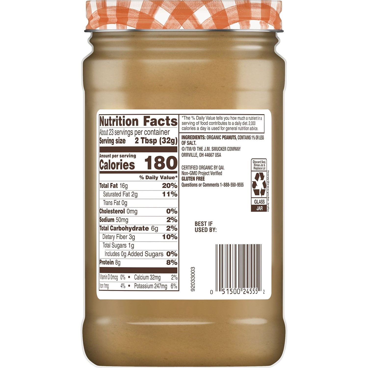 Smucker's Organic Creamy Peanut Butter 26 oz., 2 pk