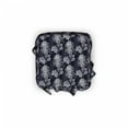 thumbnail image 2 of Floral Ottoman Cover, Chrysanthemum Blooming, 2 Piece Slipcover Set with Ruffle Skirt for Square Round Cube Footstool Decorative Home Accent, Standard Size, Indigo Pale Grey, by Ambesonne, 2 of 5