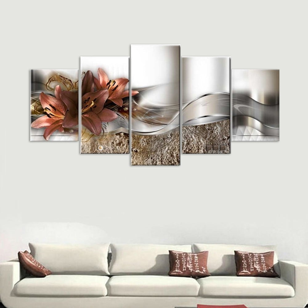 5Pc Unframed Modern Flower Art Oil Canvas Painting Picture Print Home Wall Decor