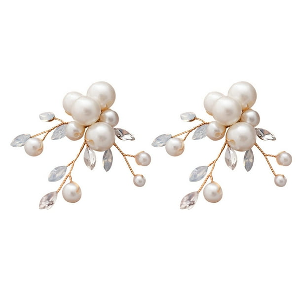 1 par de zapatos de perlas de moda con hebilla extraíble, accesorios para zapatos de boda con flores