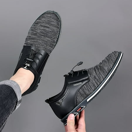 

eczipvz Men Shoes Fashion Style Mens Breathable Comfortable Business Elastic Band Work Casual Color Men Leather Dress Shoes Size 8 (Black 8.5)