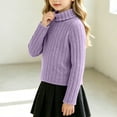 thumbnail image 5 of hotojiny Girls Turtleneck Sweater Long Sleeve Thermal Fall Winter Shirts Ribbed Knit Tops Casual Basic Layering Kids Outfit(Purple,9-10 Years), 5 of 6
