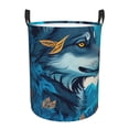 thumbnail image 1 of Balery Blue Iceberg Leaf Wolf Cesta de ropa redonda con asas, impermeable, independiente, para ropa, juguetes, dormitorio y familia-Small, 1 of 6