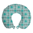 thumbnail image 1 of Geometric Travel Pillow Neck Rest, Pattern of Hexagons Shapes with Squares and Triangles Motifs, Memory Foam Traveling Accessory Airplane and Car, 12", Dark Seafoam and Dark Grey, by Ambesonne, 1 of 2
