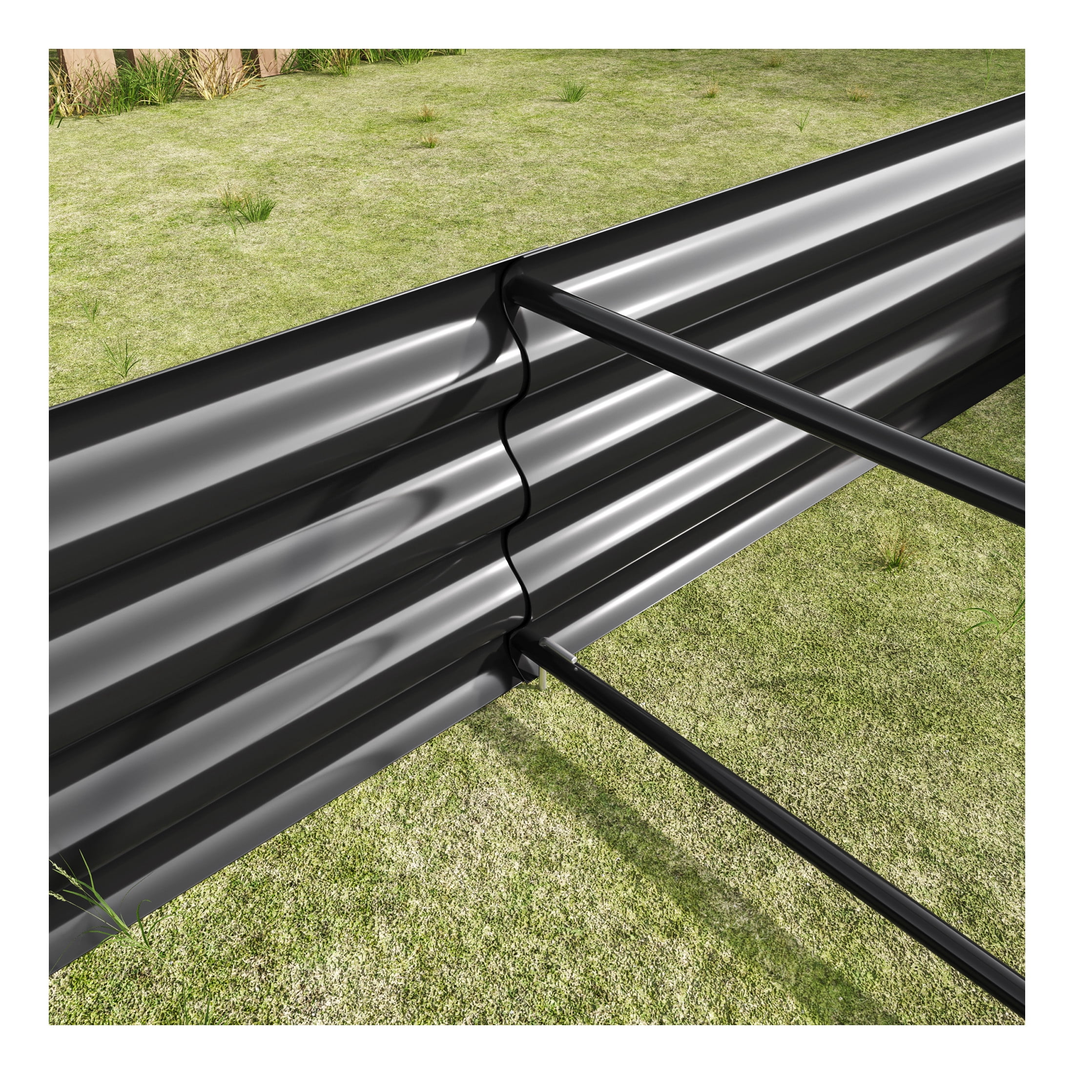 Elio Outdoor Metal 6×3×x1ft Raised Garden Bed, 6FT Planter Box, Rust-Resistant, Open Bottom, Sturdy Design for Vegetables, Flowers, Herbs, Black