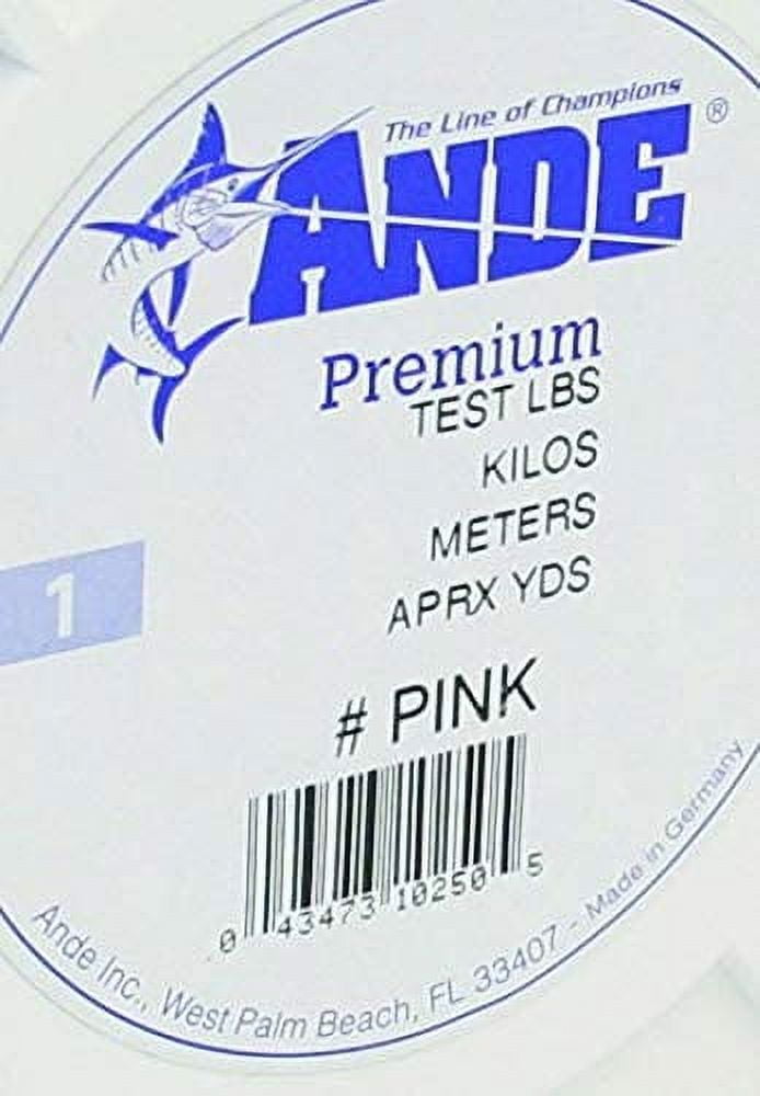 Ande A1-20P Premium Monofilament Fishing Line 1 lb Spool 20 lb 2400 Yards Pink