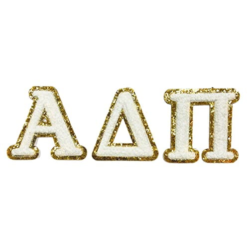 Sorority Shop Alpha Delta Pi Chenille Letter Stickers - Adhesive Back, Set of 3 Greek Letters