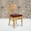 Flash Furniture HERCULES Series Ladder Back Natural Wood Restaurant Chair - Burgundy Vinyl Seat