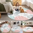 thumbnail image 5 of Teal Red Crab Coastal Large Round Rug 8 FT, Non Slip Living Room Area Carpet, Summer Coral Nautical Washable Soft Circle Rug Non-Shedding Floor Carpet for Bedroom Office Dining Room, 5 of 9