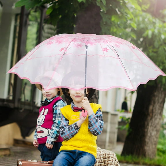 WHAMVOX 1Pack Pink and Transparent Umbrella for Folding Use in Rainy Weather
