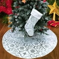 thumbnail image 4 of BadPiggies Christmas Tree Skirt, 48 inches Snowflake Xmas Tree Mat and Stockings for Halloween Christmas Party Decorations (Silver), 4 of 8