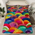 thumbnail image 2 of Manfei Colorful Geometric Bed Sheets,Boho Style Fishscale King Sheets,Rainbow Abstract Geometric Sheet Set For Girl Teens,Super Cozy Room Decor,4pcs, 2 of 7