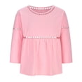 thumbnail image 4 of Lolmot Womens Summer Tops Crewneck Lace Crochet Patchwork Short Sleeve Shirts Casual Solid Color Chiffon Hollow Blouses, 4 of 5
