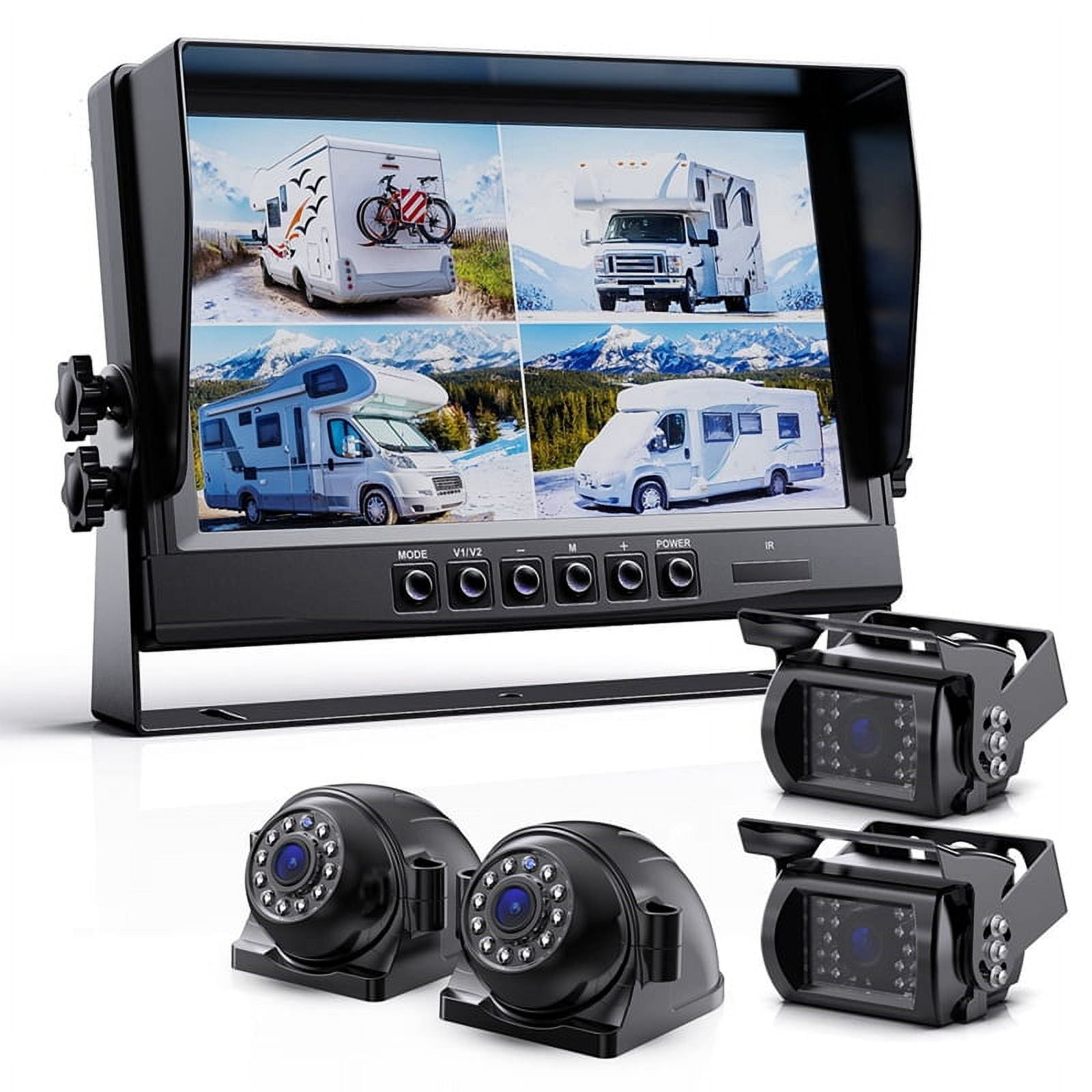 eRapta Wireless Backup Camera System Kit、Stable Signal 10''HD DVRモニタ、RV Truck Trailer Van Camper AWX 104用IP 69 Kフォーカムサイド/リアビュー eRapta Wireless Backup Camera 7 Inch Rear View Monitor Kit HD