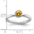 thumbnail image 5 of Solid Sterling Silver Stackable Expressions Low 5mm Round Citrine Ring - Ring Size 8.0, 5 of 8