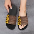 thumbnail image 6 of GZHJMY Stylish Slides for Women Men, Brown Wooden Board Sunflower Soft Flexible Slip-on Sandals Slippers, 6 of 7