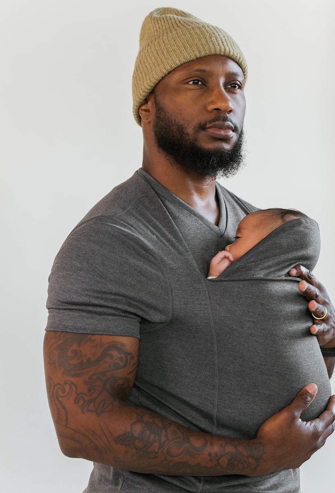 Lalabu The Dad Shirt, Hands-Free Baby Carrier for Newborns Up to 15 Lbs, Gray, 2XL
