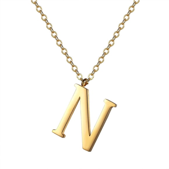 PROSTEEL Colgante Inicial N Collar de oro con letra del alfabeto, collar de acero inoxidable para mujeres y niñas, regalo de cumpleaños de joyería con encanto de nombre personalizado