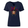 thumbnail image 5 of Craaazy Mardi Gras Shirts for Women Short Sleeve Casual Carnival Printed V-neck T-shirts Gifts, 5 of 6