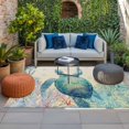 thumbnail image 2 of Teal Sea Turtle Outdoor Rug for Patio/Deck/Porch, Non-Slip Large Area Rug 4 x 6 Ft, Summer Coastal Coral Ocean Linen Texture Indoor Outdoor Rugs Washable Area Rugs, Camping Rug Carpet Runner, 2 of 8