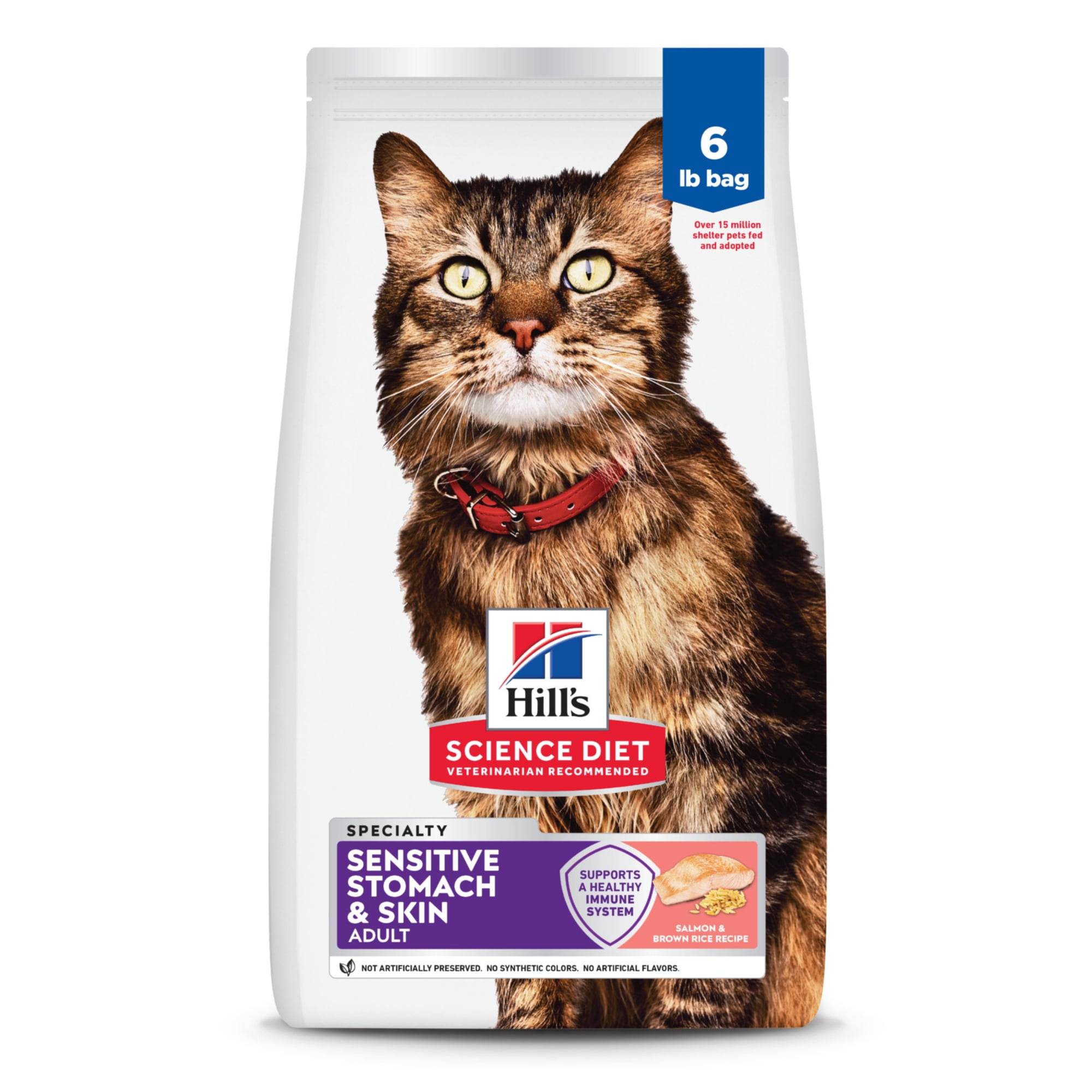 Hill's Science Diet Sensitive Stomach & Skin Salmon & Brown Rice Recipe Dry Cat Food, 6lb Bag
