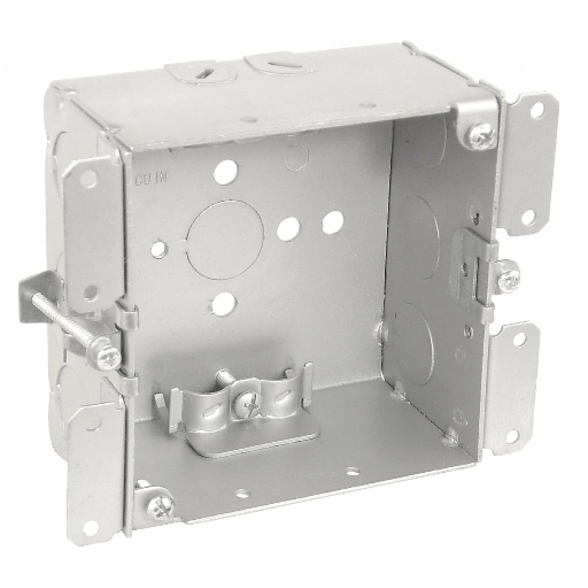 1 Pc, 4" Square Cut In Old Work Junction Box, 21/8 In. Deep, (6) 1/2