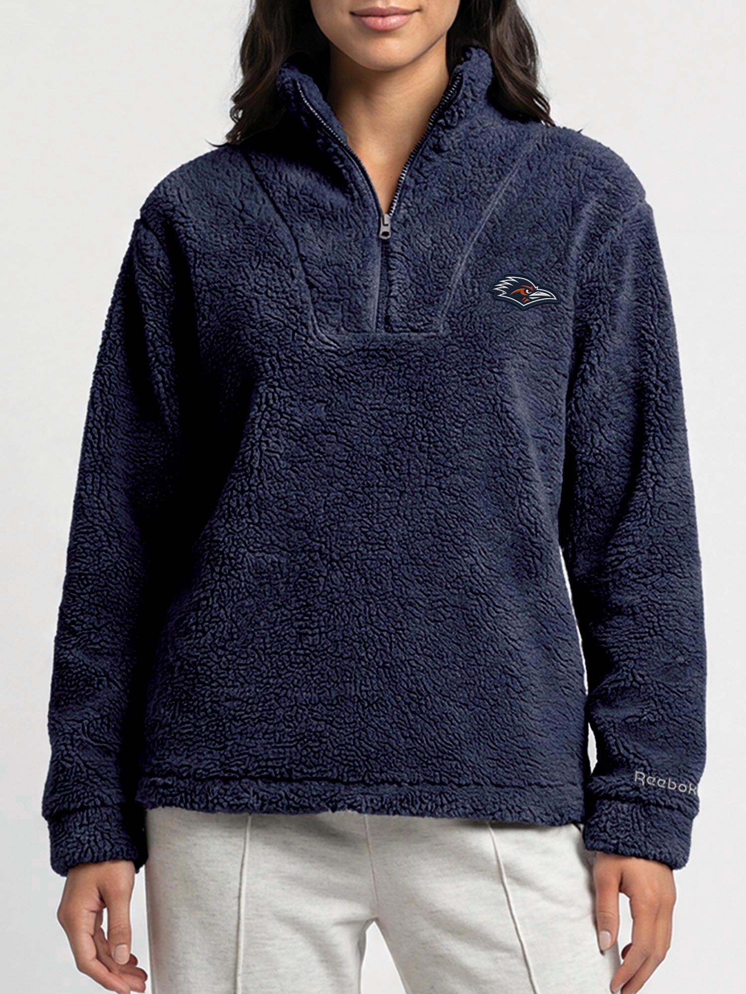 Texas San Antonio Roadrunners Reebok Womens Relaxed Fit Qtr Zip Sherpa Pullover